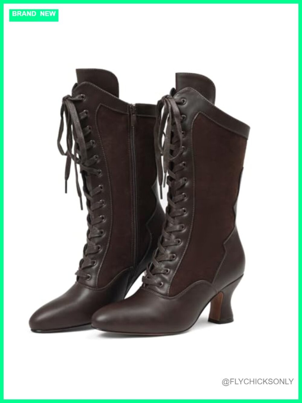 Witch Boots Victorian Lace Up Pirate Mid Calf Boots